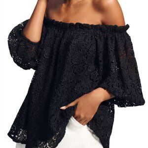 Maeve Anthropologie Lace Blouse Black Romantic Evening Boho Top XS